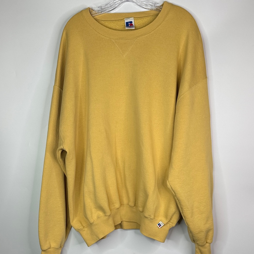 Vintage Russell Athletic Yellow Crewneck Sweatshirt Size XXL